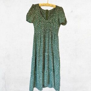 Reformation Style Ditsy floral sweetheart neckline midi dress size Midi